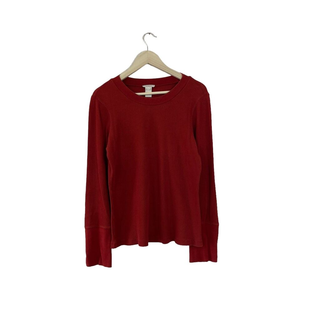 Sundance Large Top Thermal Rust Long Sleeve Cotton Stretch Pullover Womens READ